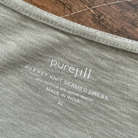 J Jill purejill Womens Easy Knit Seamed Dress XL Sage Green Cotton Modal Coastal - Picture 7 of 7